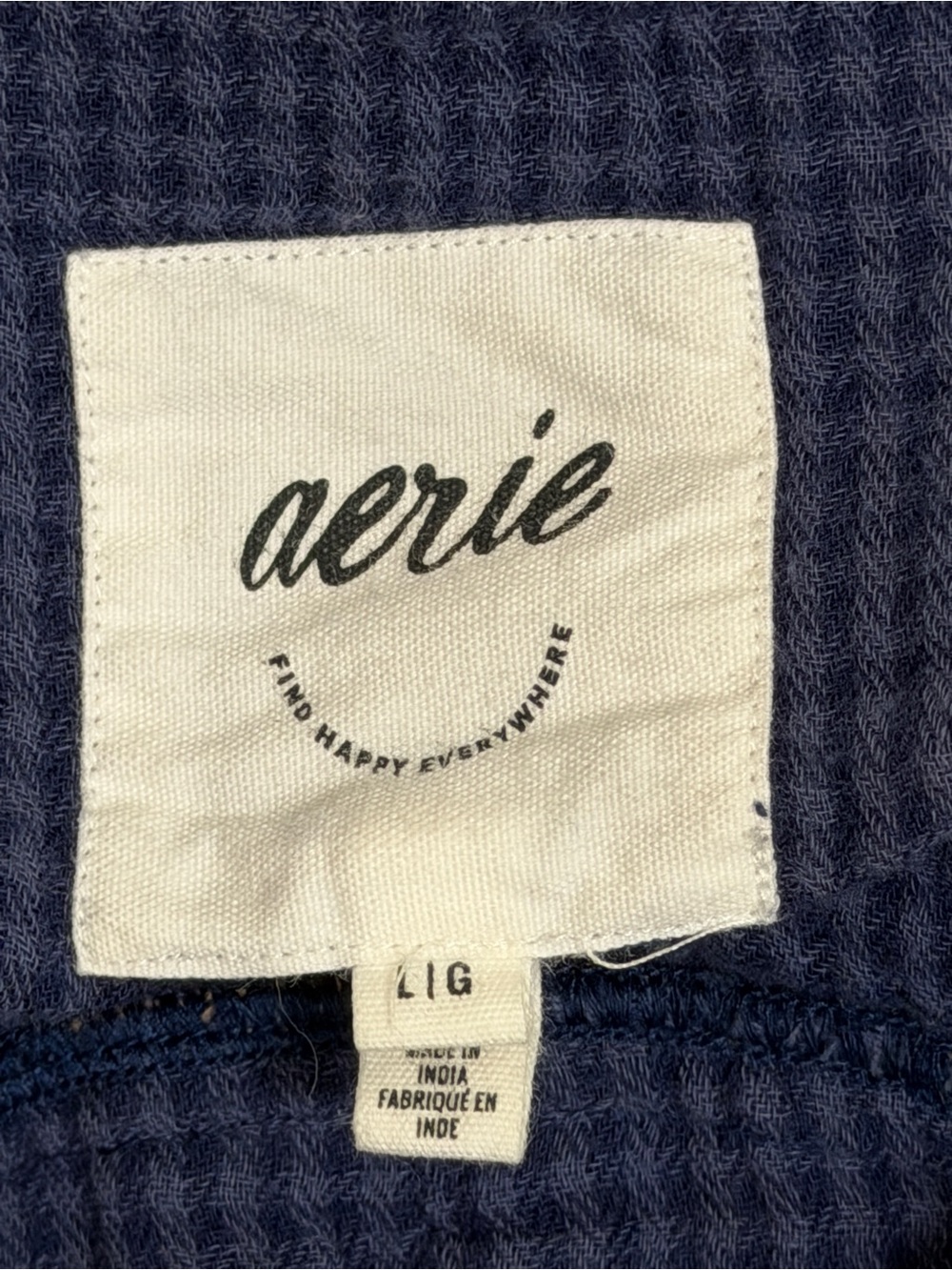 aerie Navy Blue Plaid Button-Down Shirt with Tan Accents - Picture 4 of 8